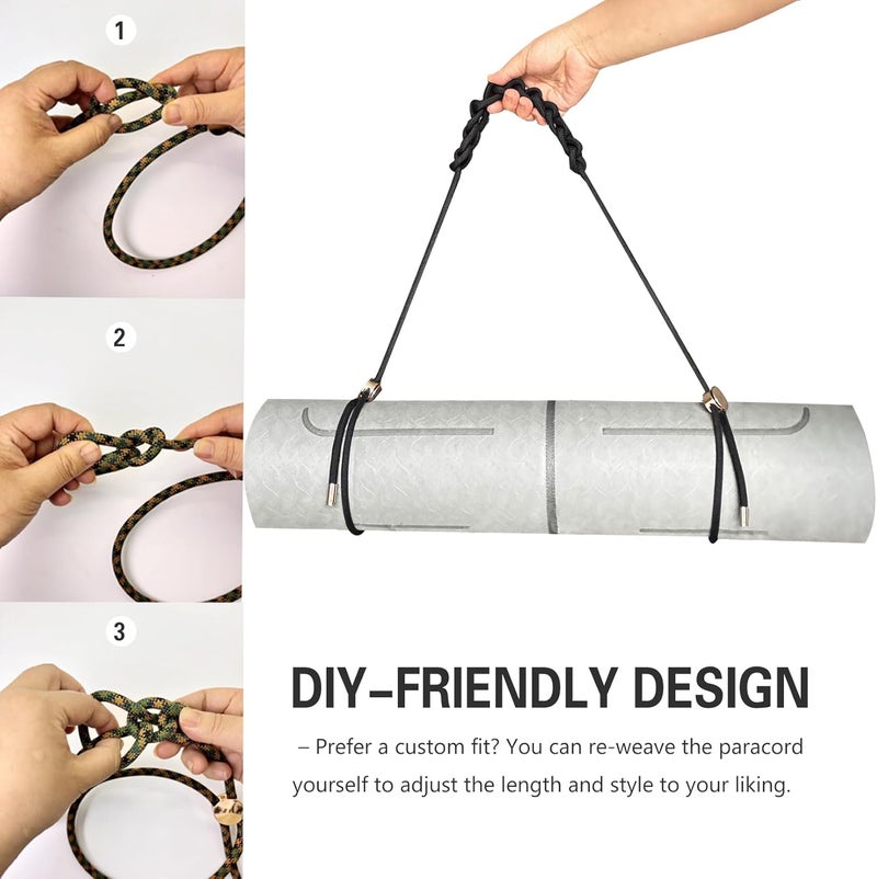 DAOSUN Yoga Mat Strap - 8MM Adjustable Paracord Carrier for Carrying Yoga Mats, Camping Pads & Blankets (Strap Only) - Image 4